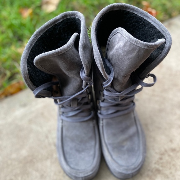 Hush Puppies Brown Suede Lace Up Wedge Boots Wave Reflex Sole Women's US Size 8 - Picture 5 of 12